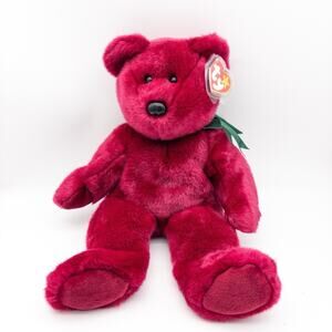 Teddy Vintage TY Beanie Buddies 1998 Deep Cranberry Ruby Red 1 Of 6 Colors